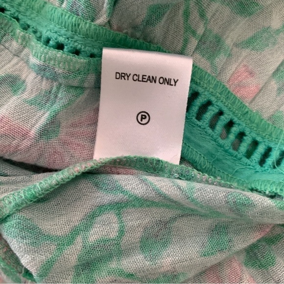 Kos Resort Floral Mini Dress XS Green Short Sleeves - Picture 8 of 9